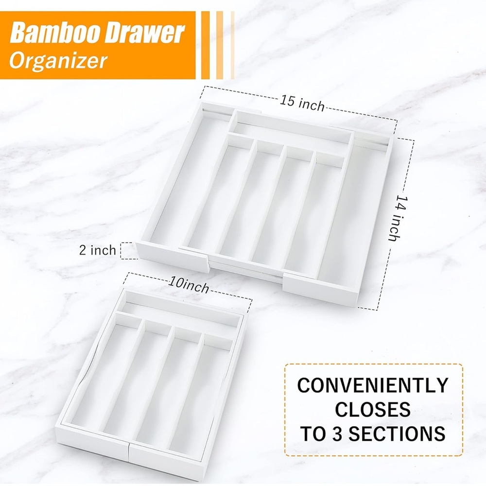 BAMBOO White Drawer Organizer